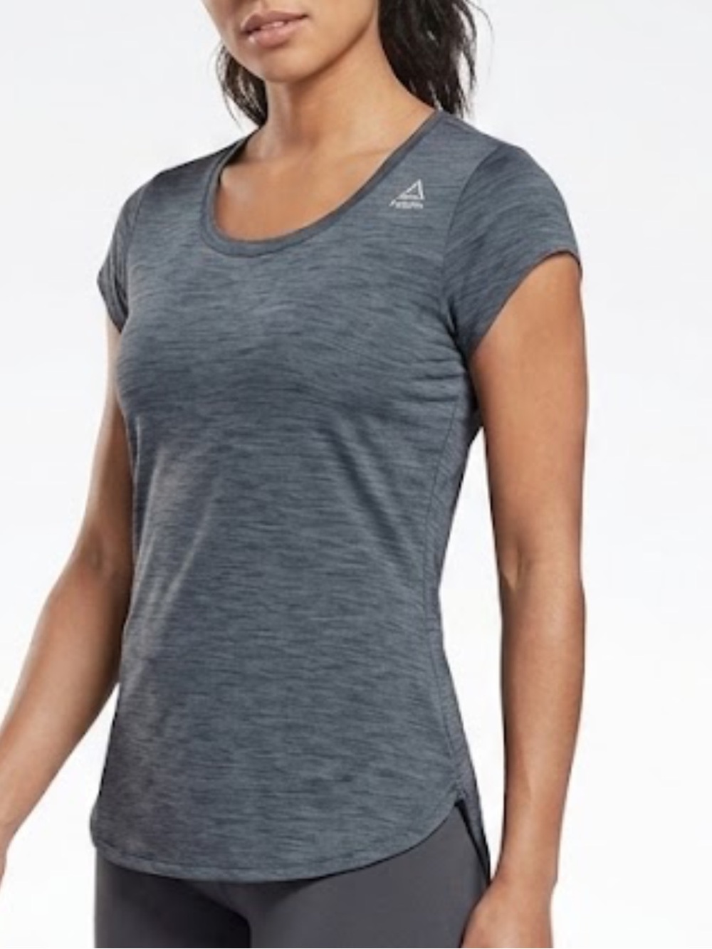 Reebok Women's Heather Charcoal Short Sleeve Athletic Tee
